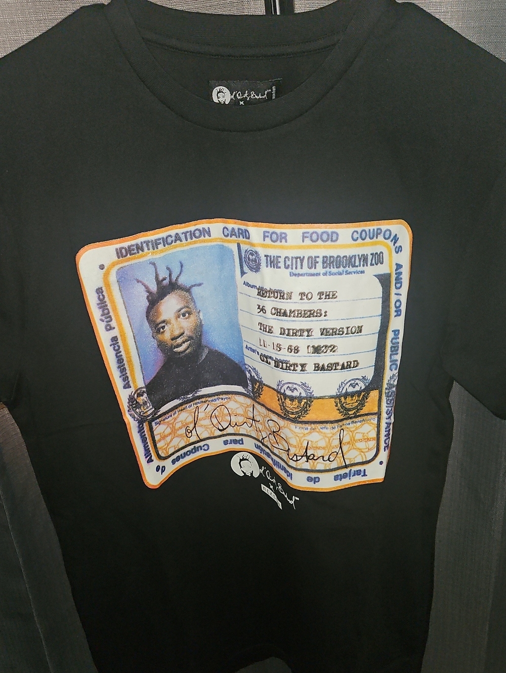 Reason Black Graphic Tee with Multicolor ID Card Print - ODB Medium